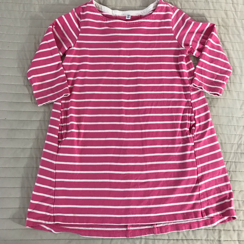 Uniqlo pink striped dress with pockets. Sz 7/8